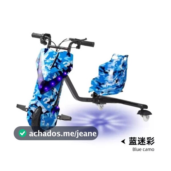 Triciclo Elétrico Drift Motorizado 250W 350w Adulto/Infantil 6" 8" Polegadas 3 Velocidades Bluetooth Led