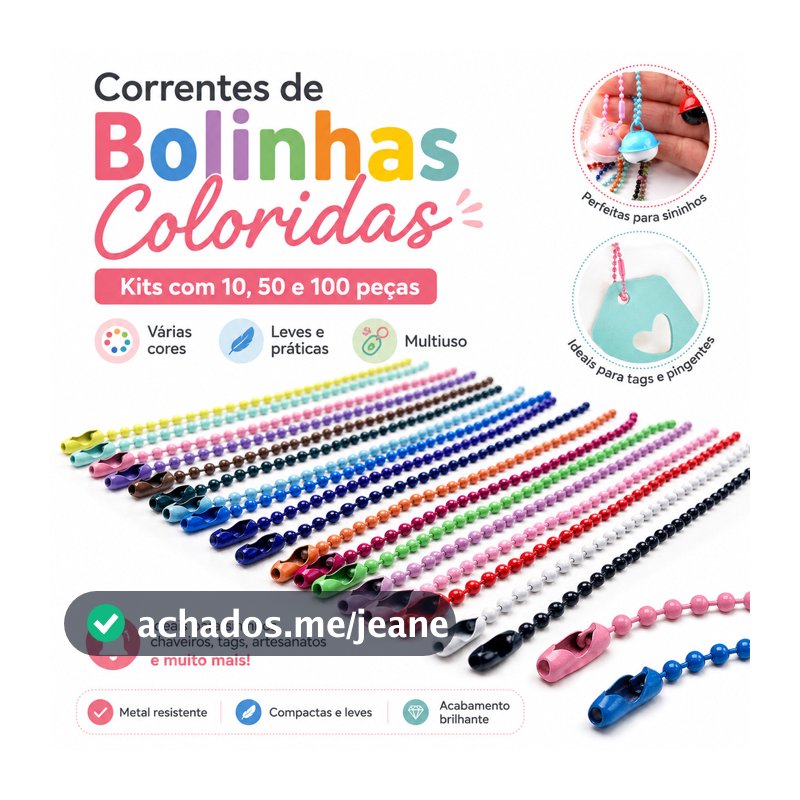 50-200 Corrente De Bolinha Com Canoa 10cm X 2,4mm Tag Chaveiro