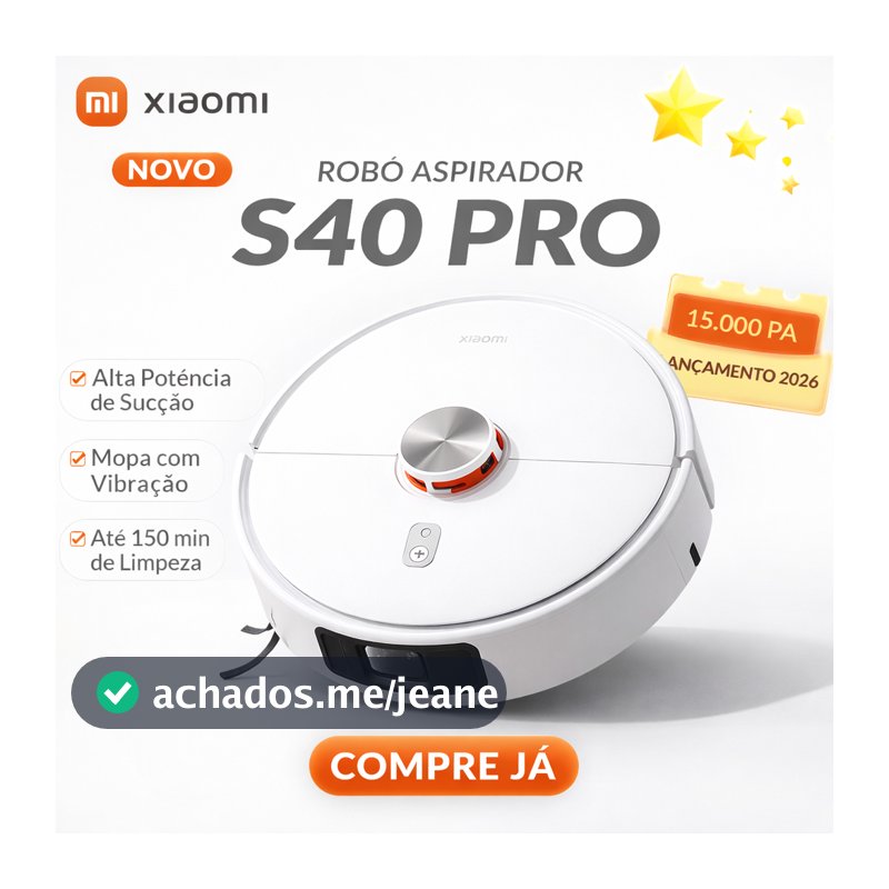 Robô Aspirador Robot Vacuum S40 Pro Bi-Volt - Branco Limpeza Completa Aspira Varre Passa Pano