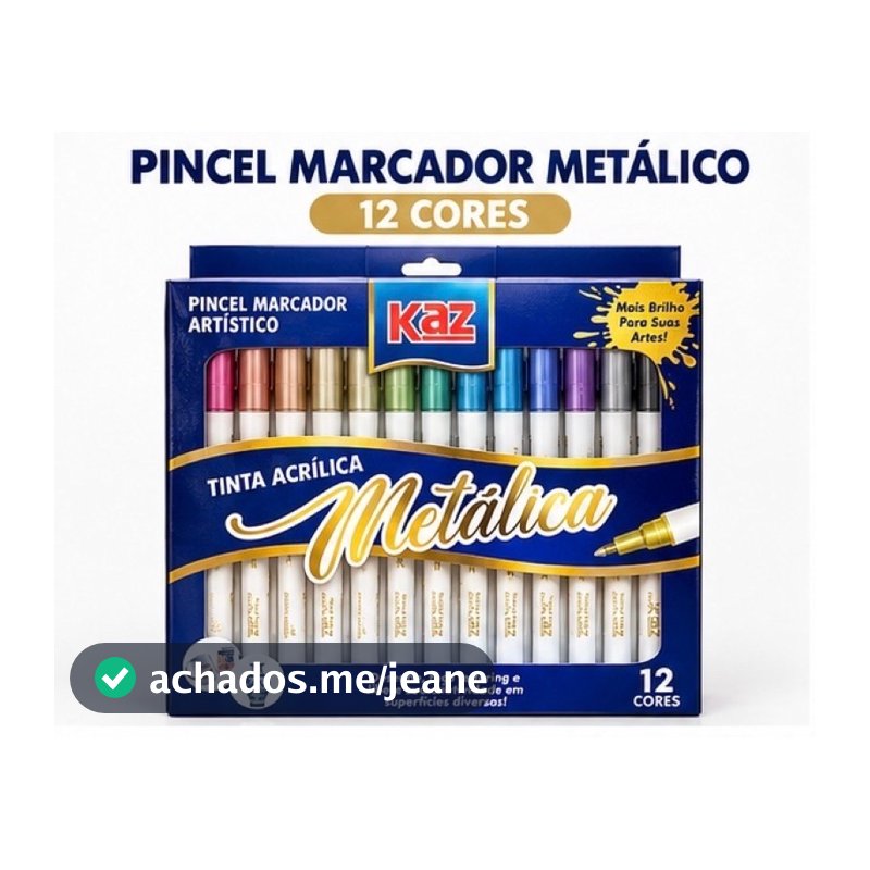 Kit 12 Pincéis Marcadores Artísticos Acrílicos Metálicos KAZ para Artesanato