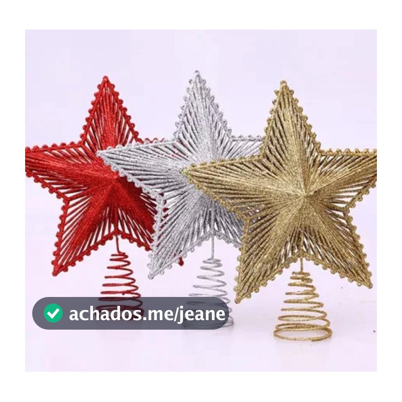 Estrela Ponteira com Glitter - Enfeite Natalino - Árvore de Natal 32 Cm Estrela Topo de Árvore Natal  - Ponteira