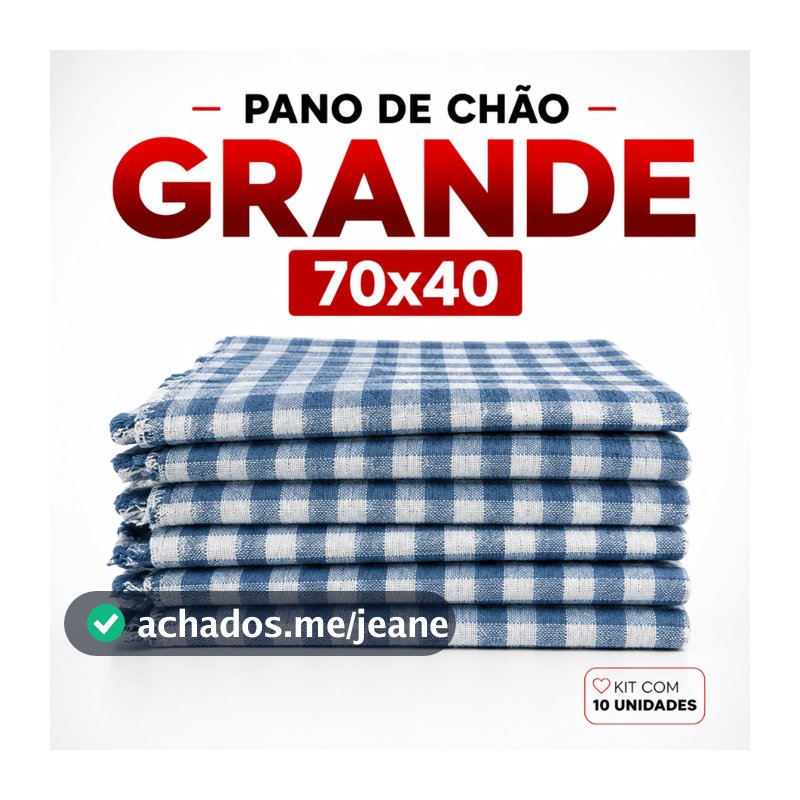 Kit 10 Pano de Chão Xadrez Grande 70X40cm