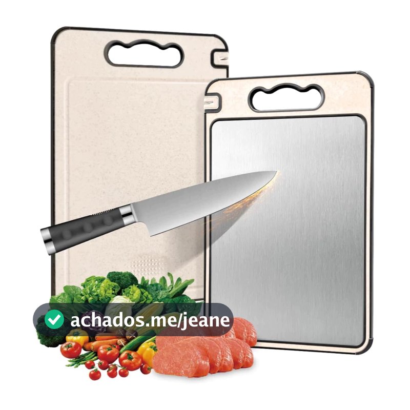 Tábua De Corte Dupla Face 304 De Aço Inoxidável, Antimofo e Antibacteriano, Ferramenta de Cozinha
