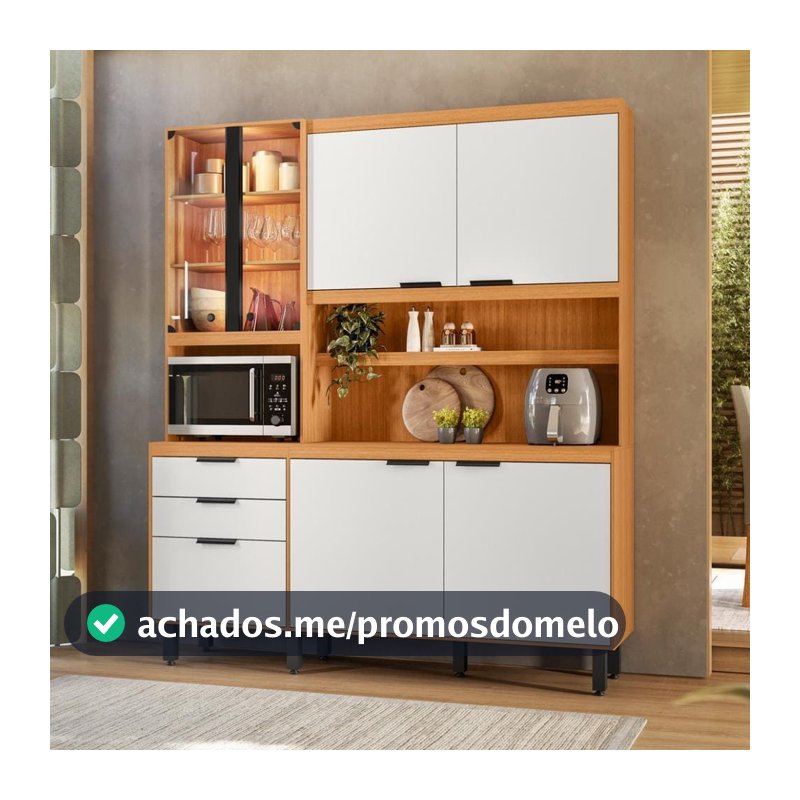 Kit Cozinha Murano 7 Portas 2 Gavetas com LED Poliman