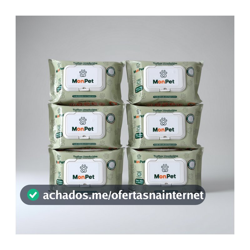 Toalha Lenço Umedecido Para Caes E Gatos Pet 6 Pacotes C/ 50