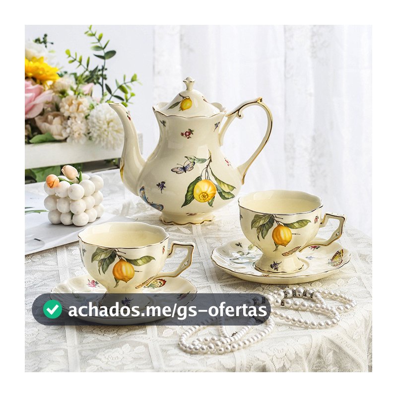 Conjunto de xícaras de café vintage, garrafa de água, pires francês, xícara de chá inglês, copo de água, xícara de chá