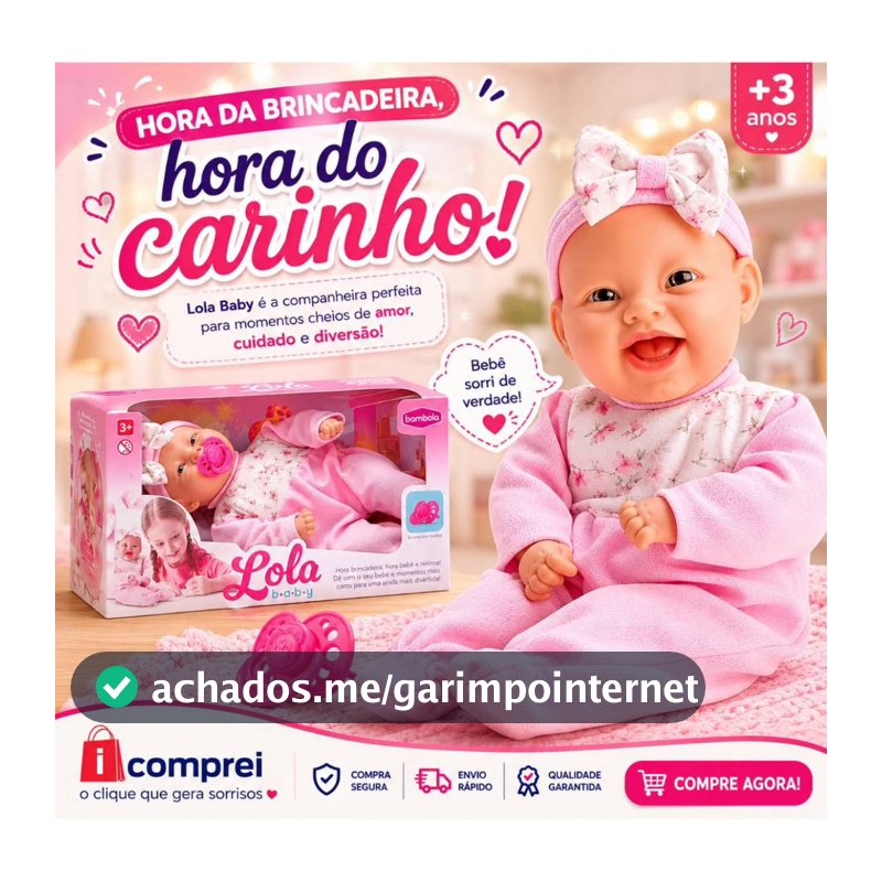 Boneca Lola Baby Com Chupeta Rosa Menina Brinquedo Infantil Bebê