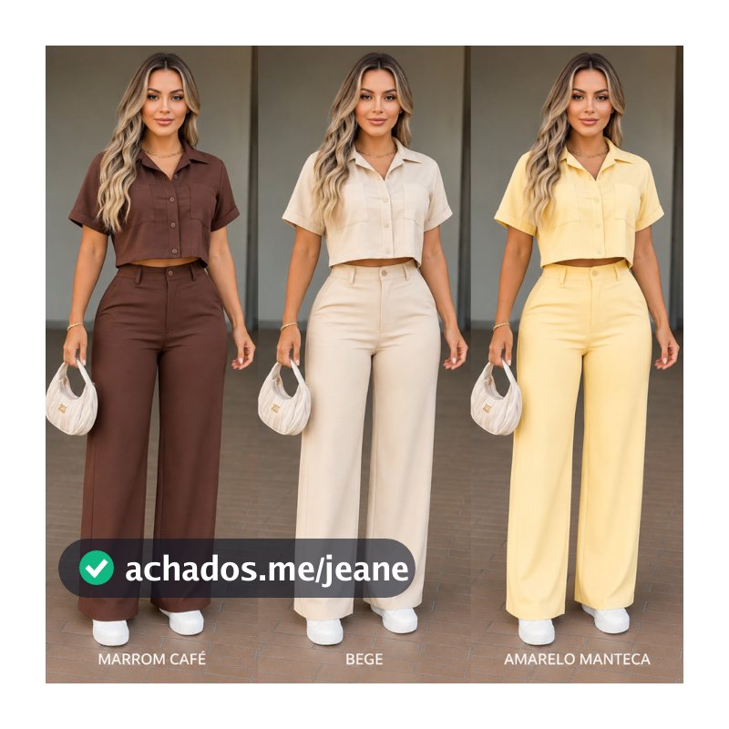 🌟 Conjunto Feminino Alfaiataria Premium Cropped + Calça Pantalona | Elegância e Conforto