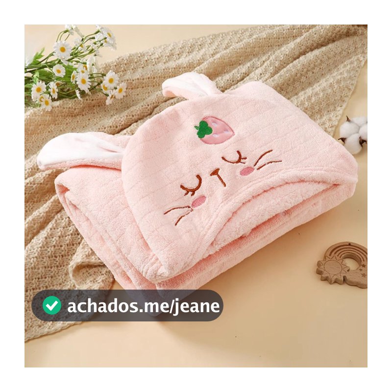 💓Toalha de Banho  Bebê Com Felpuda Capuz Infantil Recém Nascido com Orelhinha Menino e Menina 13868cm  FTB0632