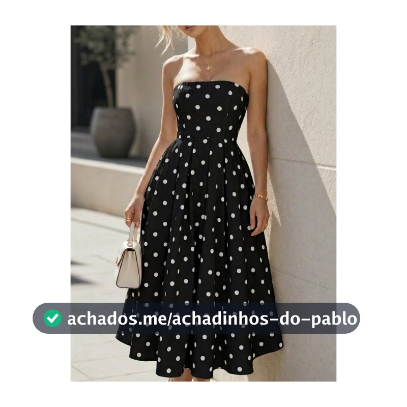 Vestido Feminino Longo Tomara Que Caia Poa Bolinha Lastex Soltinho Elegante