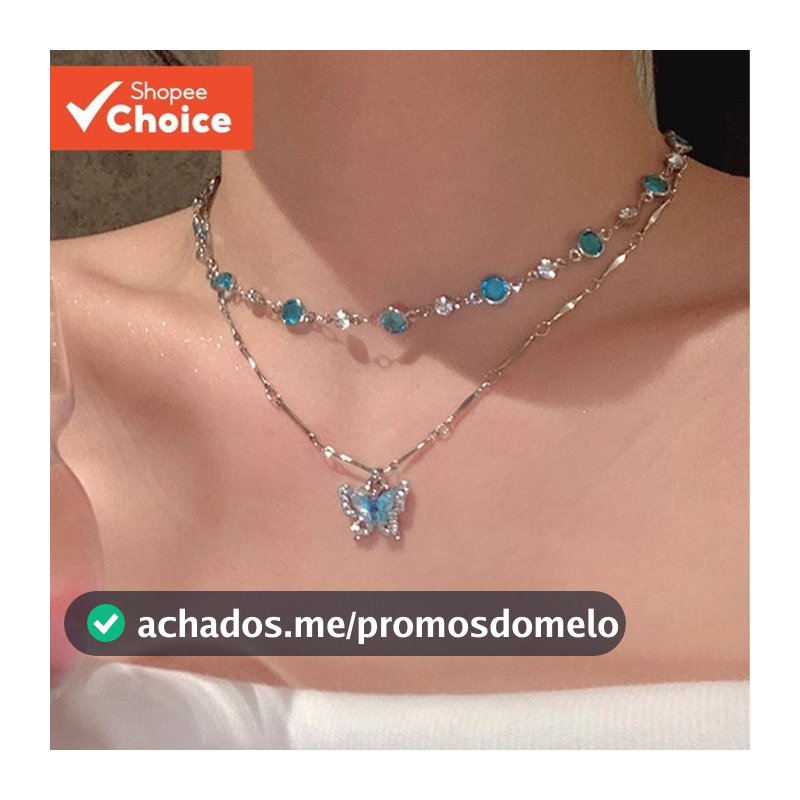 2 cor oceano Original verão legal sentimento borboleta colar acessórios feminino luz luxo nicho clavícula corrente colar