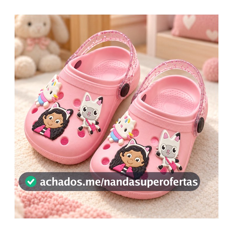 Sandália Babuche Infantil Menina Emborrachado Gatinho Leve Confortável Macia Antiderrapante Escola Casual Dia a Dia