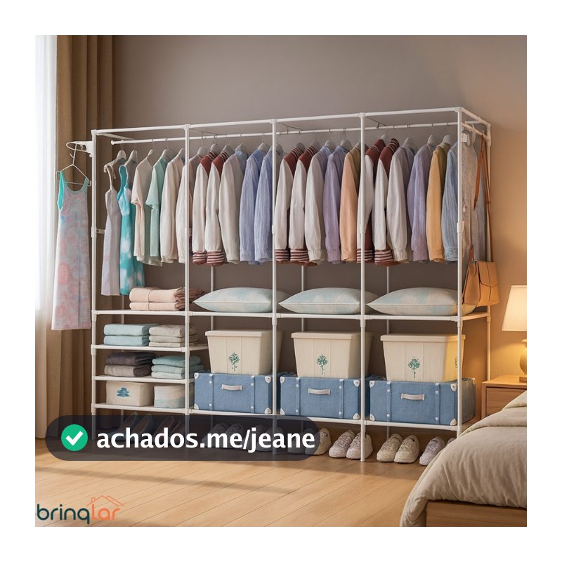 Cabideiro Arara Para Roupas Sapateira Organizador Multiuso Armário Cobertores Travesseiros