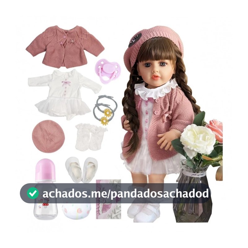 Bebê Reborn Boneca Realista 100% Silicone 55cm Com Acessório Brastoy Menina Olhos Castanhos Luxo Em Pode Dar Banho Envio