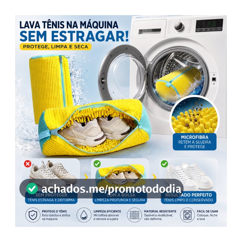 Saco para Lavar Tênis na Máquina Bolsa Protetora de Sapatos com Zíper em Microfibra