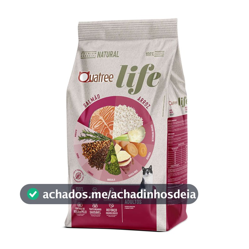 Ração Quatree Life Gatos Adultos Sabor Salmão e Arroz 10kg