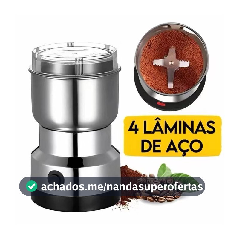 Moedor de especiarias elétrico 110V/220V, com 4 lâminas de aço inoxidável, para uso doméstico.