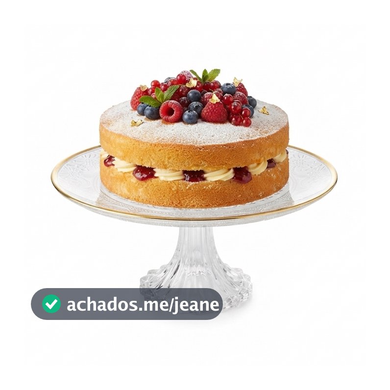 Prato com Pé Wolff Mauve Fio de Ouro 19cm x 9,5cm Cristal Prato para Doce Sobremesa Mesa Posta Elegante Qualidade Jantar