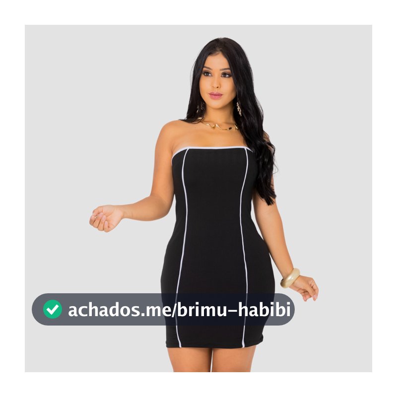 Vestido Feminino Tomara que Caia Bicolor Malha Canelada  Com Bojo Moda  e Tendência 2025