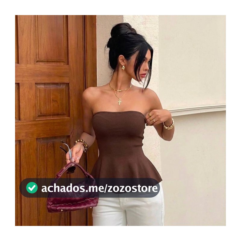 Blusa Feminina Peplum Tricot Tomara que Caia Acinturada Sem Alças Elegante