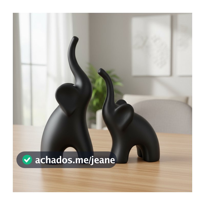 Enfeite Rack Sala Dupla de Elefante Decorativo Cerâmica