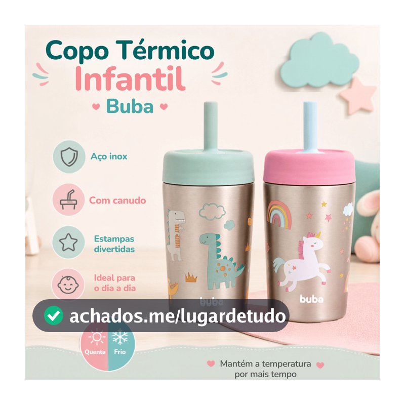 Copo Térmico Infantil Anti-vazamento De Silicone 400ml Buba Magic para Bebê Infantil  Menina e Menino - Envio Imediato