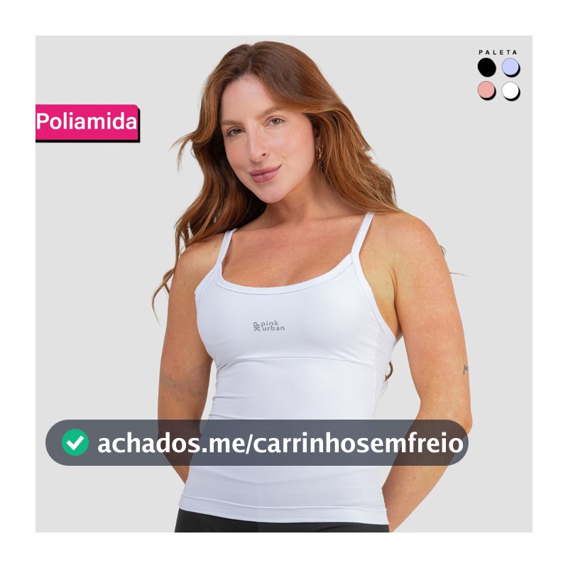 Regata Alça Fina Fitness Blusa Feminino Liso Poliamida Tank Top Slim Camiseta Academia Verão