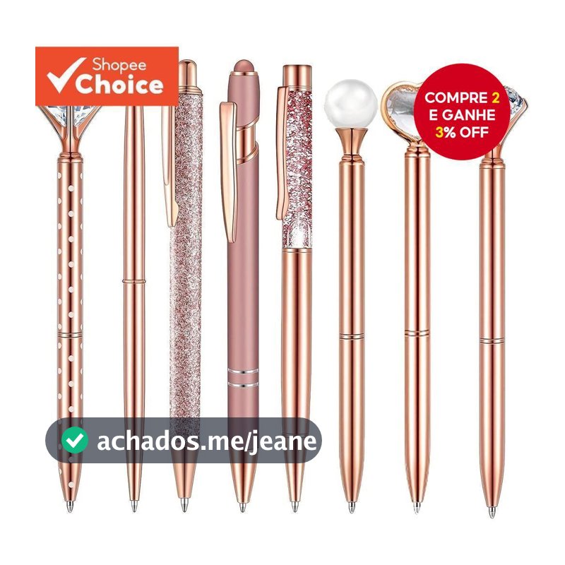 Conjunto De Canetas Esferográficas Com Glitter Em Ouro Rosa , Areia Líquida , Metal , Cristal , Design , Tinta Preta , P
