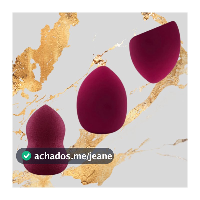 Kit Com 3 Esponjas Maquiagem Roxa Chanfrada Blender E Gota 365-053-123