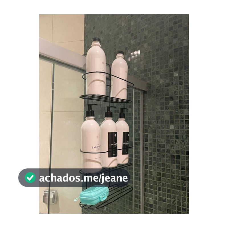Suporte Porta Shampoo 3 Andares Preto Linha Luxo Para Box