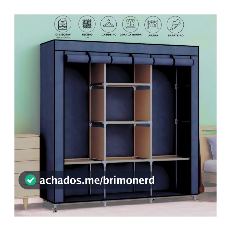 Guarda Roupa Portátil Desmontável Organizador Prático Solteiro e Casal