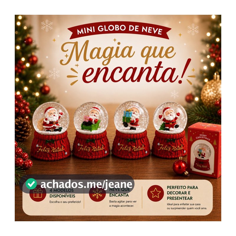 Enfeite De Natal Mini Globo De Neve 6cm Com Luz Colorida Decoração Natalina