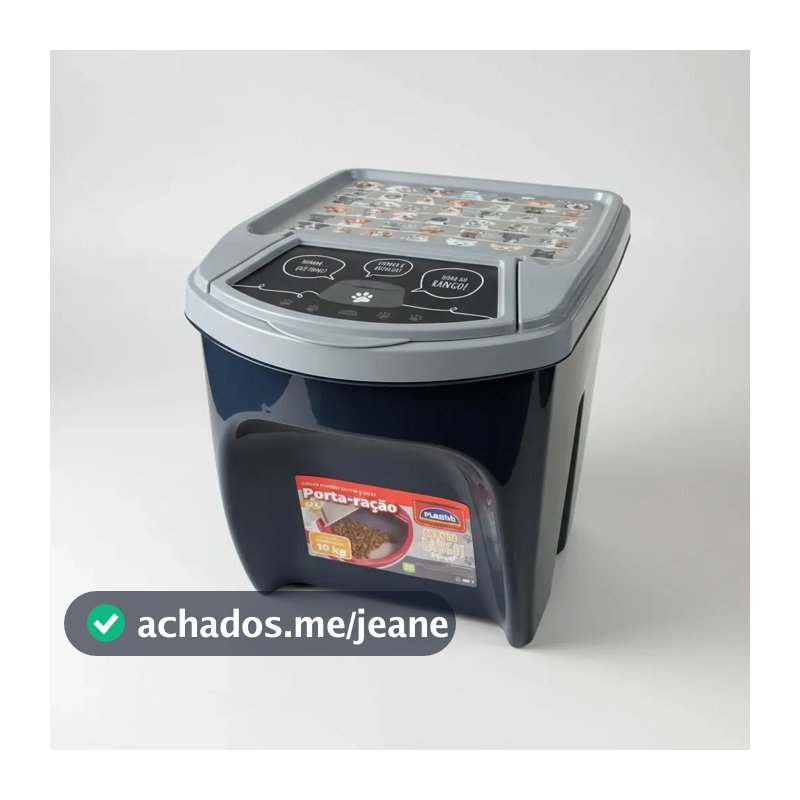 Pote Porta Ração Com Tampa Pet Cachorro Gato Organização 10Kgs - Plasútil
