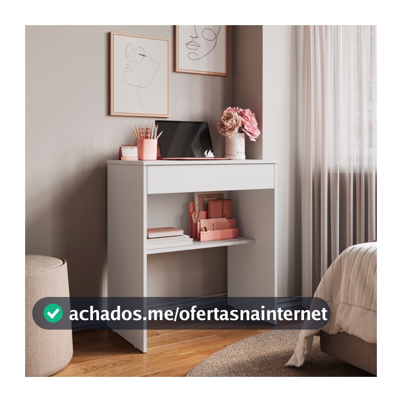 Penteadeira Escrivaninha Quarto Home Office 70cm Camarim com 1 Gaveta e Prateleira Mesa Escritório