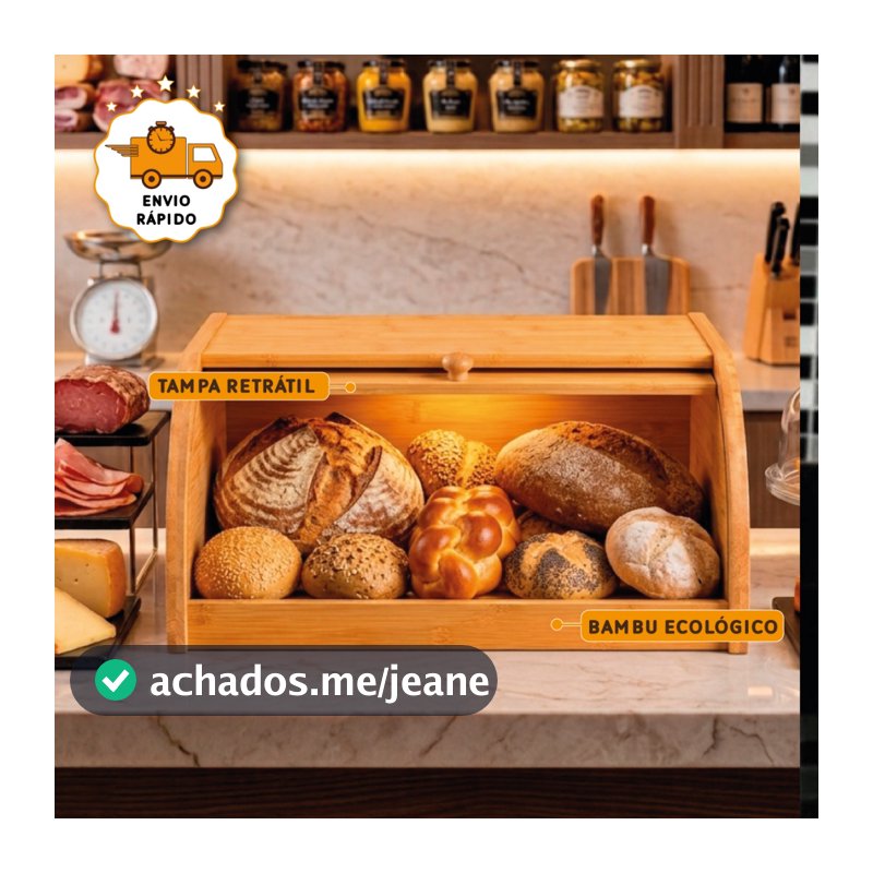 Porta Pão Francês Bambu Retrátil Armazenador Pães Bolos Panetones Caixa Organizadora de Pão de Forma