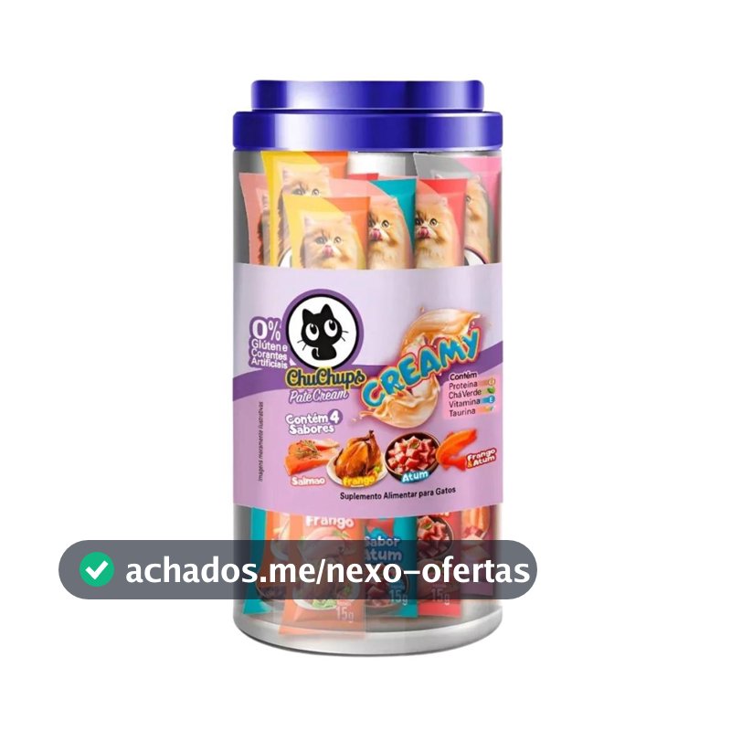 Petisco Para Gatos ChuChups Cream Pote Sortido com 24 Tubos