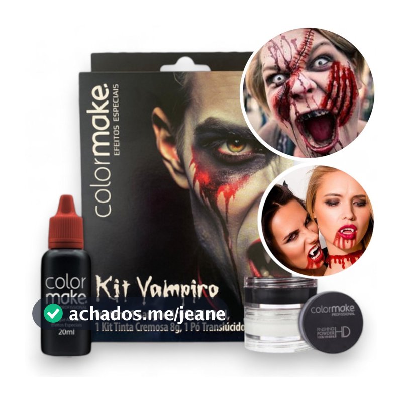 KIT MAQUIAGEM HALLOWEEN EFEITOS ESPECIAIS VAMPIRO SANGUE HALLOWEEN COLORMAKE PROMOÇÃO