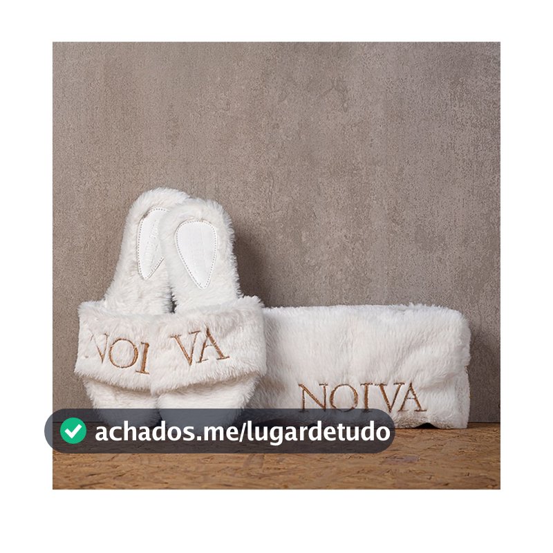 Kit Personalizado Bordado Estojo e Pantufa Rasteira Feminina Pelúcia Importada Confortável 33 AO 42