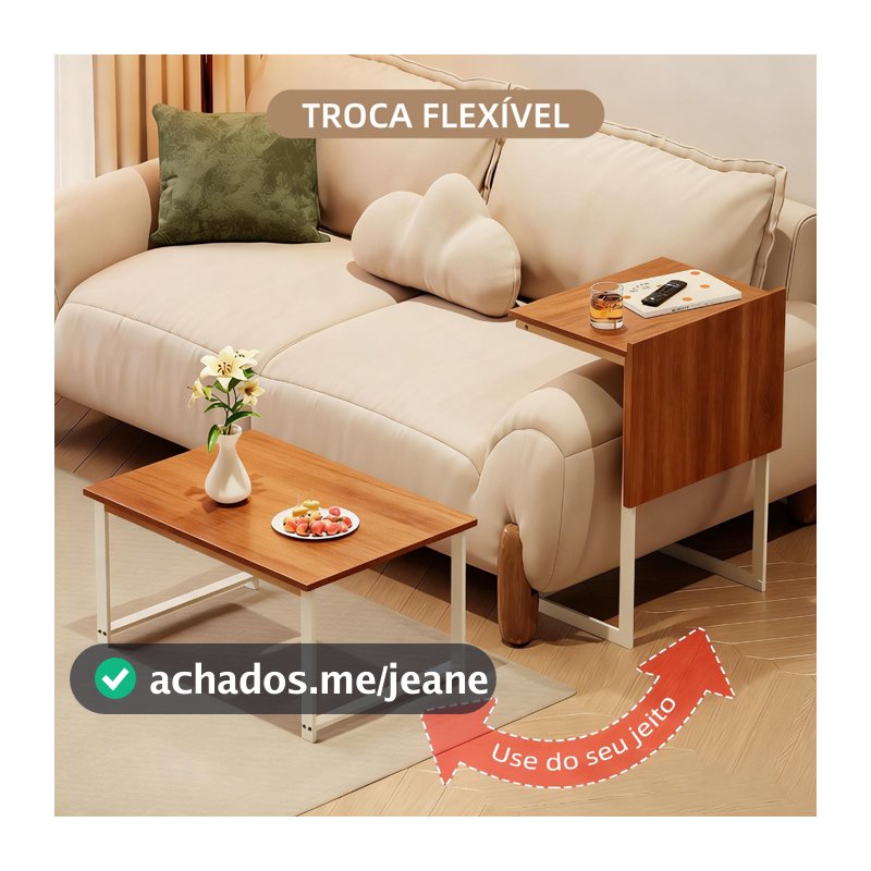 Mesa Lateral Multifuncional Sofa Cama Mesa de Cabeceira Mesa de Centro Compacta Apoio Notebook