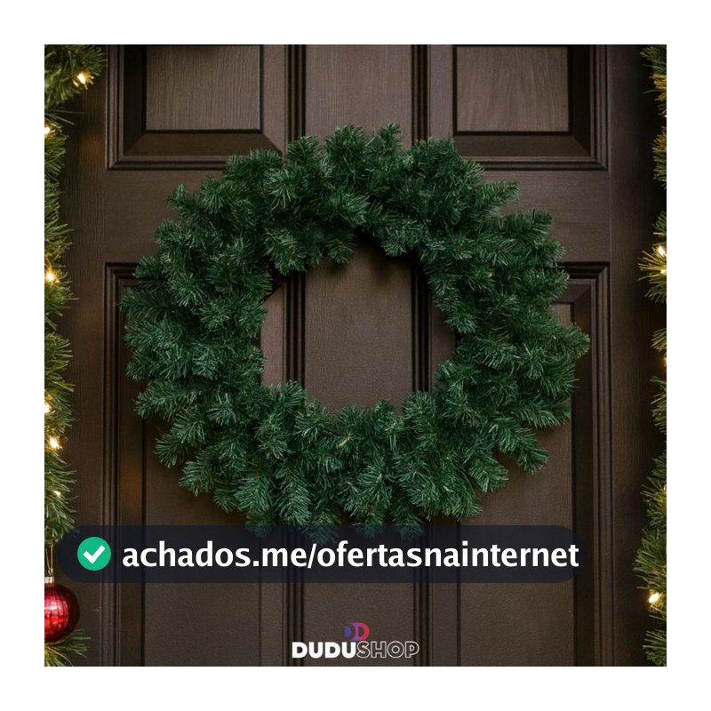 Guirlanda Natal Festão Aramado Coroa 40cm 120 Galhos Verde Decoração Natalina Guirlanda Festas VMP
