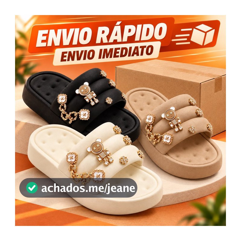 Chinelo Slide Feminino EVA Macio Leve Casual com Enfeites 2408