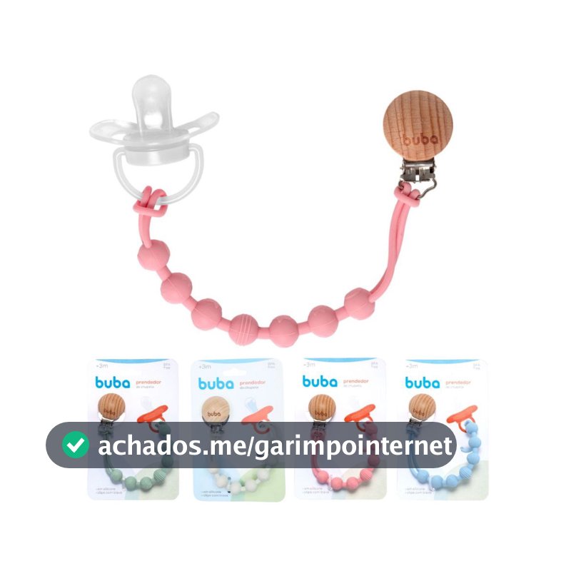 Prendedor de Chupeta de Silicone e Bambu Buba Menino Menina Prendedor com Bolinhas Mordedor