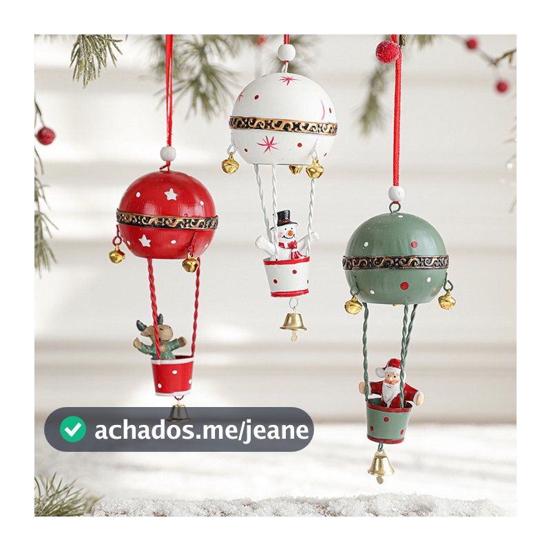 2025 novo estilo sino de ferro de natal pintado balão de ar quente árvore de natal alce boneco de neve decoração de papa