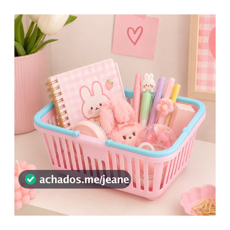 Mini Cesta Organizadora com Alça - Pequeno Organizador de Mesa