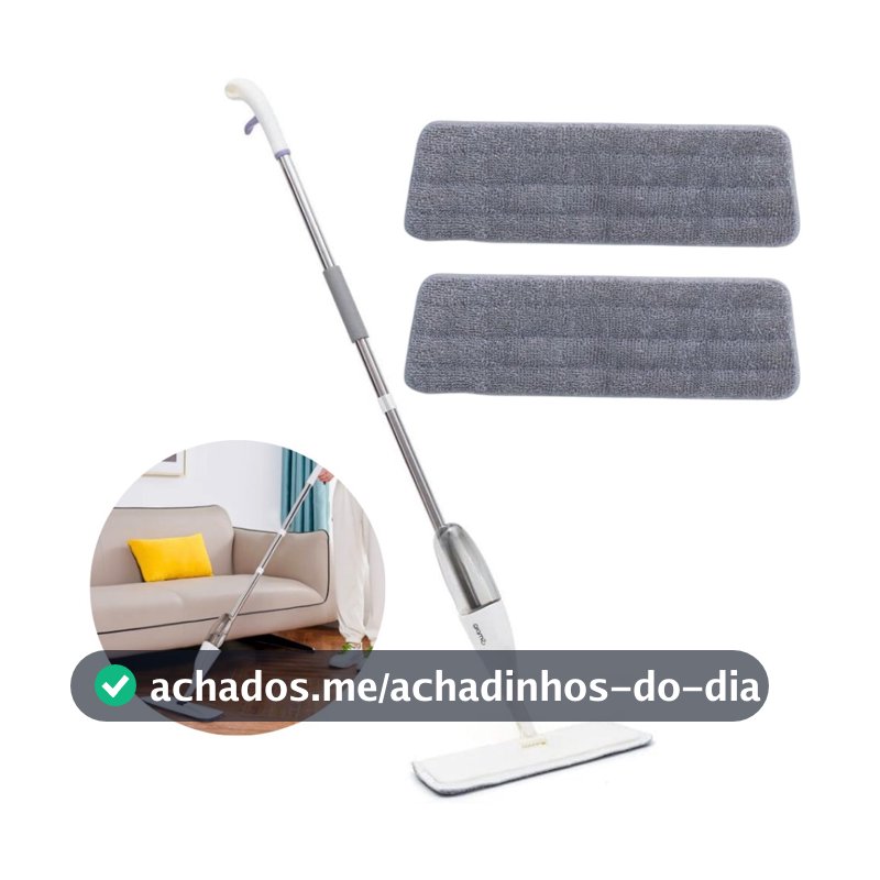 Mop Spray Magico Com Reservatório Rodo De Limpeza Microfibra + 2 Refil