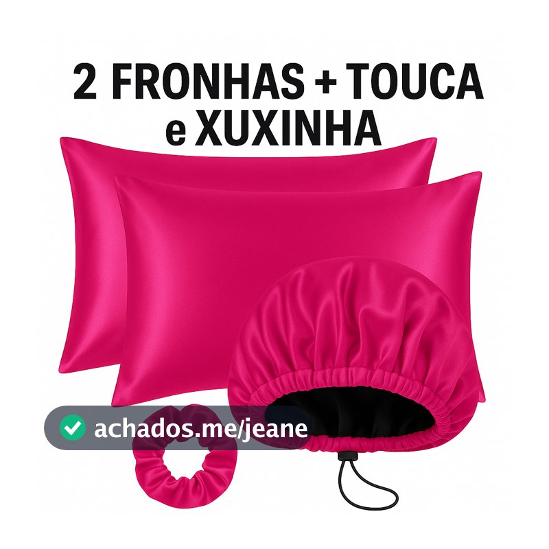 Kit Cetim Antifrizz  2 Fronhas  Touca de Cetim Regulável Xuxinha Scrunchie Cabelo para Dormir