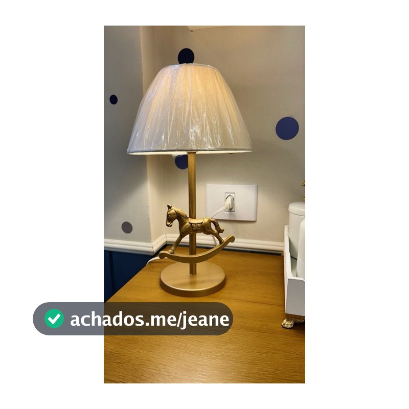 Abajur Cavalinho Dourado Luminária Quarto