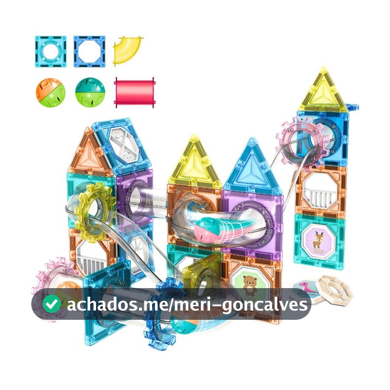 Blocos de Montar Magnéticos Brinquedo Infantil Educativo 68 Peças Circuito com Bolinhas Aprendizagem