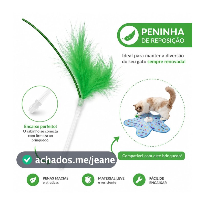 Refil Varinha Pena Mouse Reposição para Brinquedo Interativo Gato + Brinde