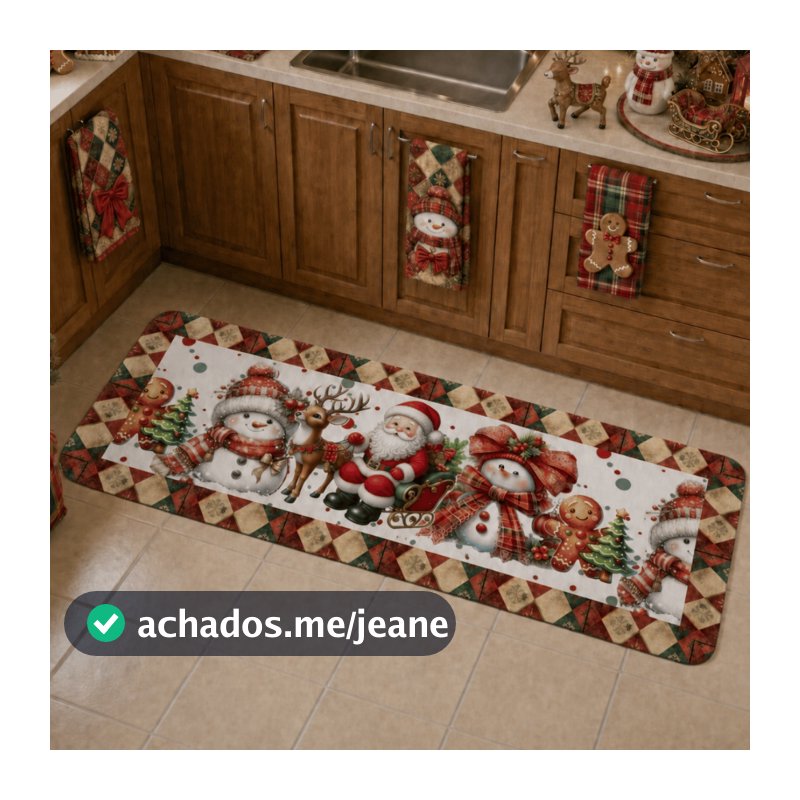 Passadeira Natalina 1,20m x 45cm Tapete de Natal Decorativo Para Cozinha Sala Corredor